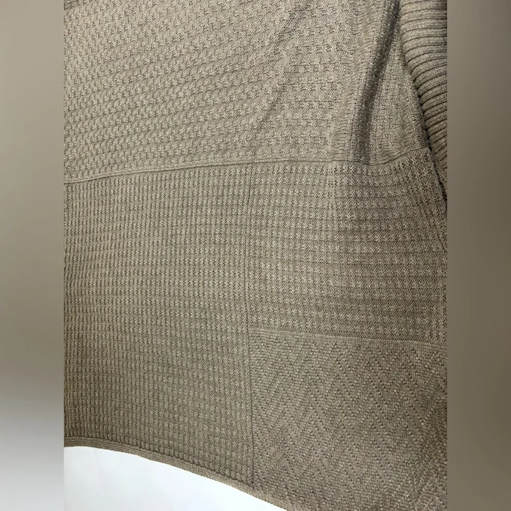 Beige brown mixed‎ textured knit poncho pique open sides, one size Lagenlook